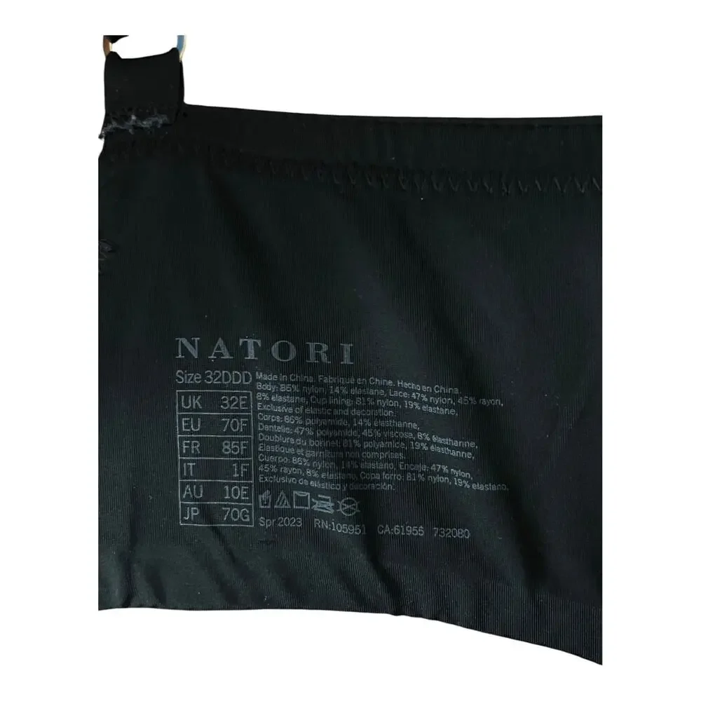 Natori T-shirt bra 732080 Pure Luxe underwire light black size 32DDD 32F
